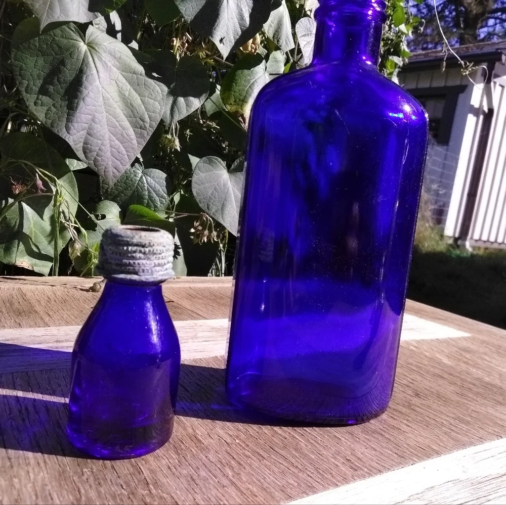 Cobalt blue antique bottles